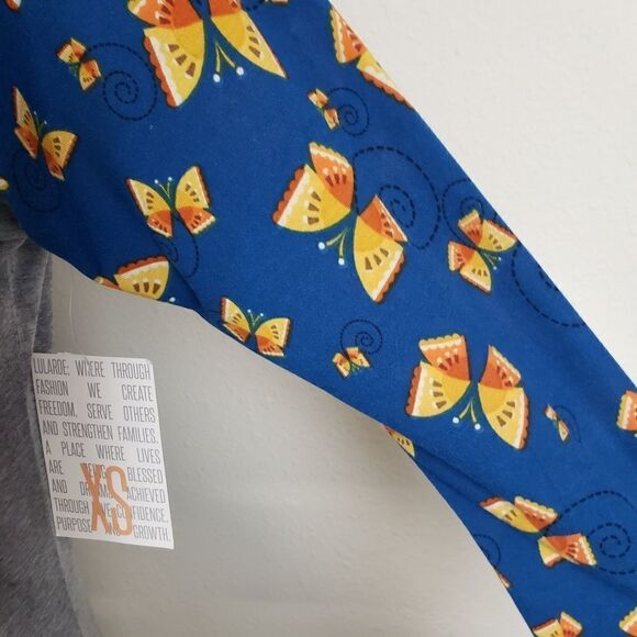 Lularoe Randy gray with blue butterfly sleeves - Picture 5 of 5